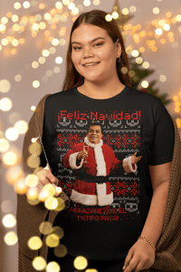 Image 2 of Abrazame Que El Tiempo Pasa Holiday T-Shirt - Feliz Navidad Design