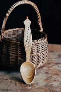 Image 1 of Chip carved cherry wood eating spoon 