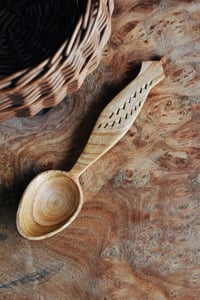 Image 2 of Chip carved cherry wood eating spoon 