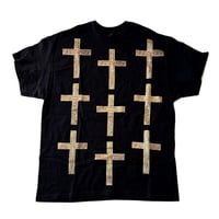 Image 1 of 9 CROSSES TOYBOXCOFFIN ALL OVER PRINT SHIRT ON BLACK (SIZE XL ONLY)