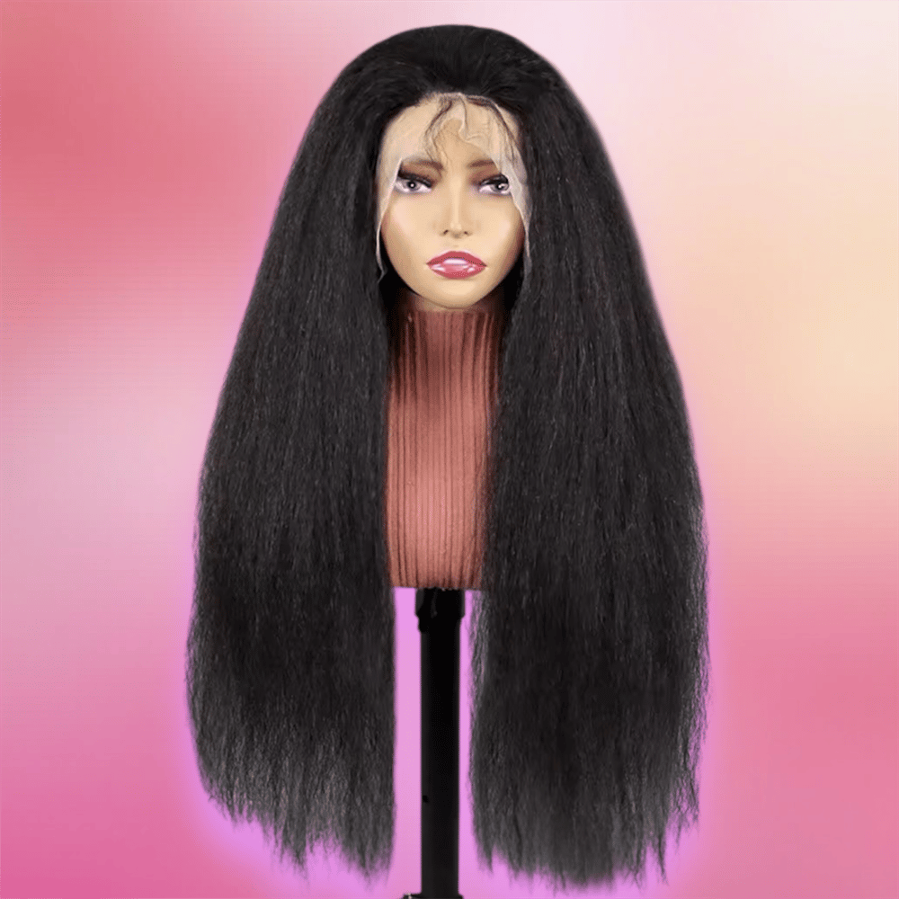 Image of Kinky Straight 200 density 13*6 Full lace front glueless wig