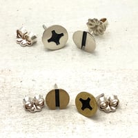 Image 2 of large screw earrings ~in brass or silver~