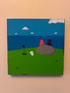 Tux and Fanny painting - Sitting On A Rock