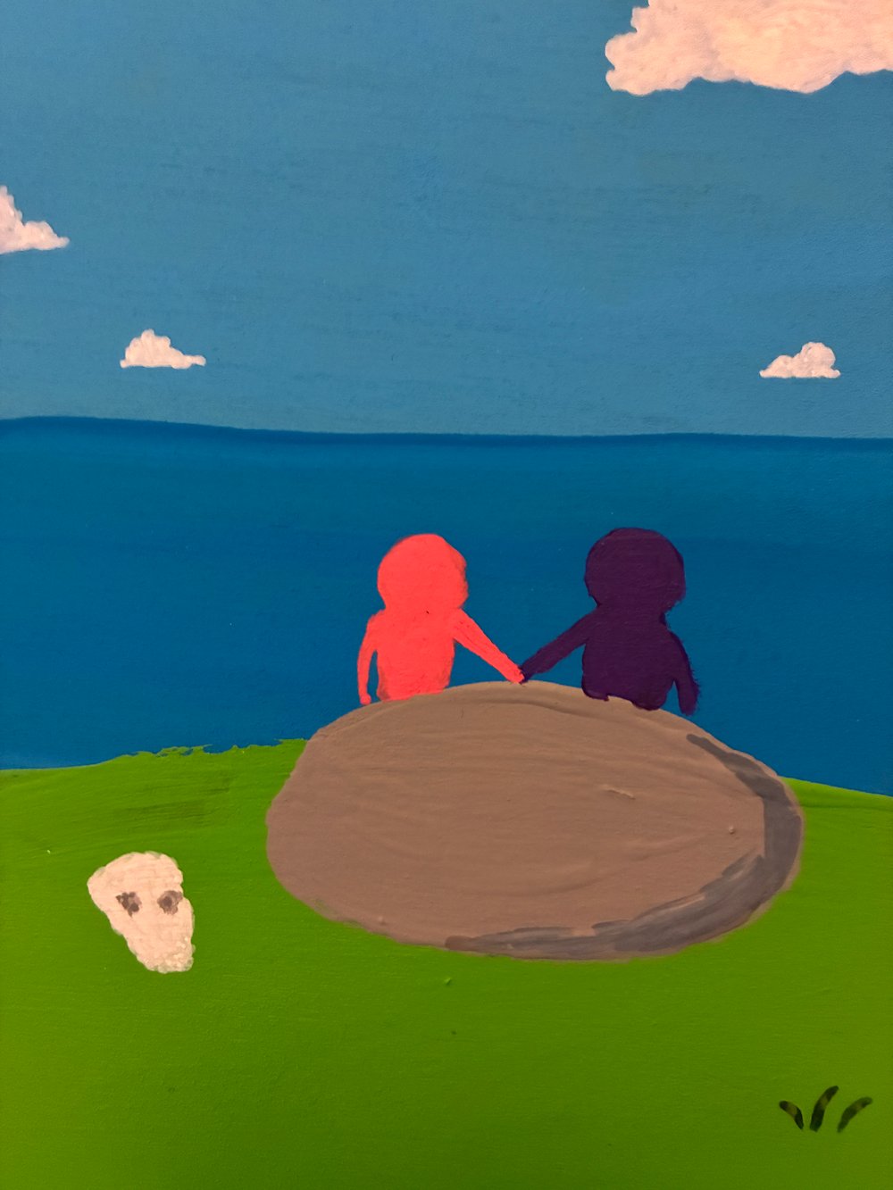 Tux and Fanny painting - Sitting On A Rock