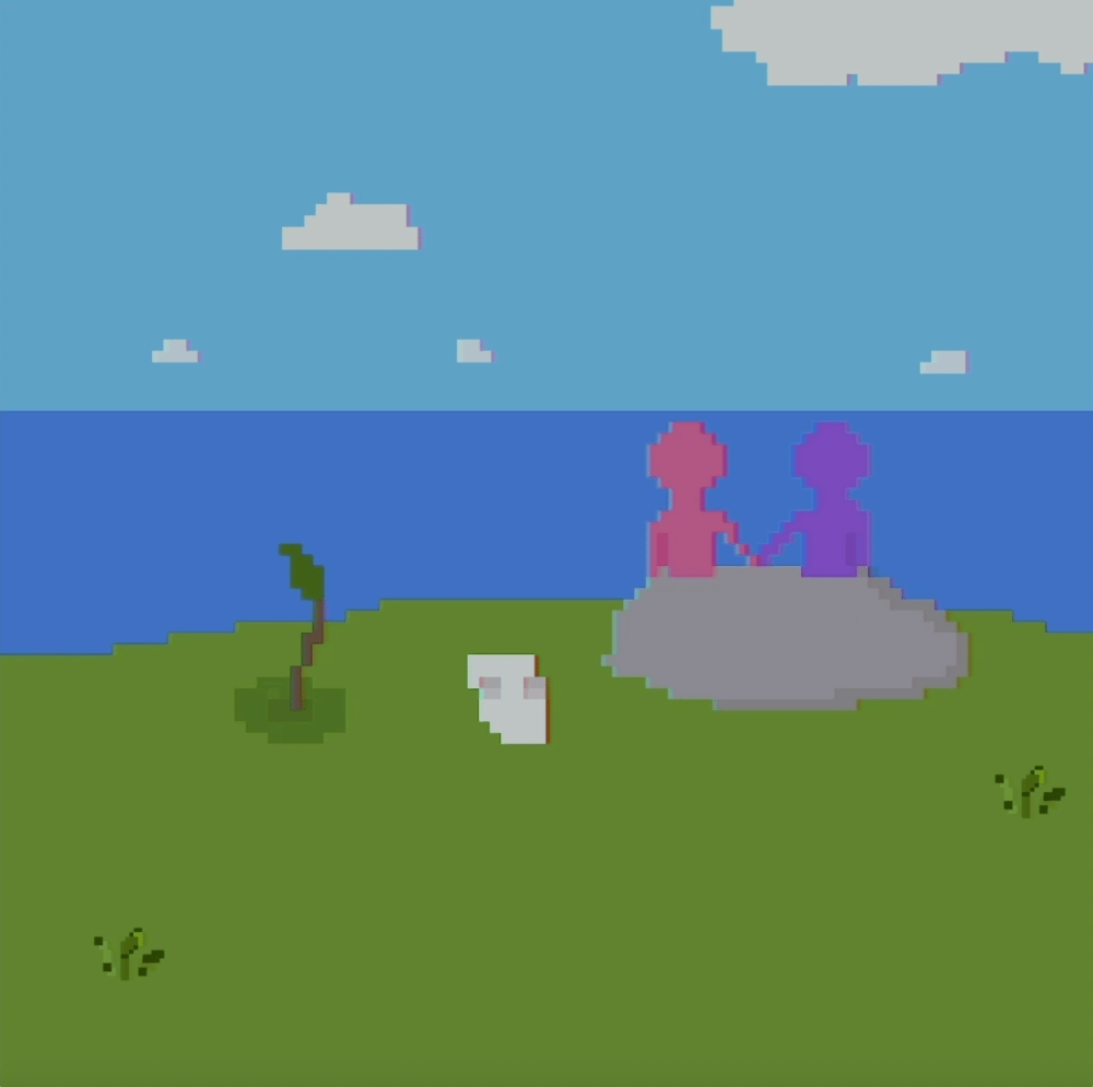 Tux and Fanny painting - Sitting On A Rock