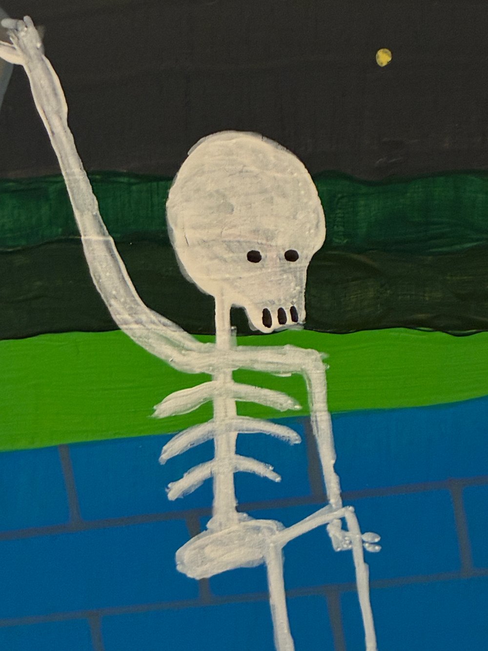 Tux and Fanny painting - Skeleton on the Roof