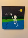 Tux and Fanny painting - Skeleton on the Roof