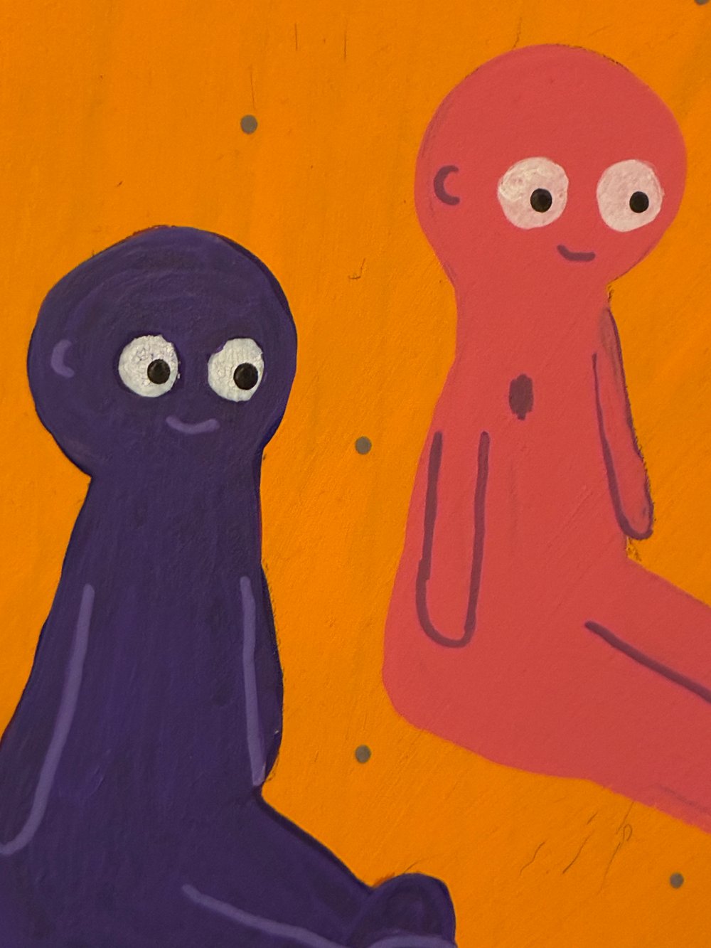 Tux and Fanny painting - Sitting on the Beach