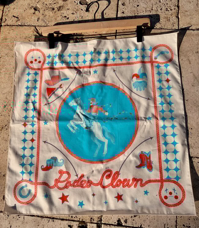 Rodeo Clown Screenprinted Bandana