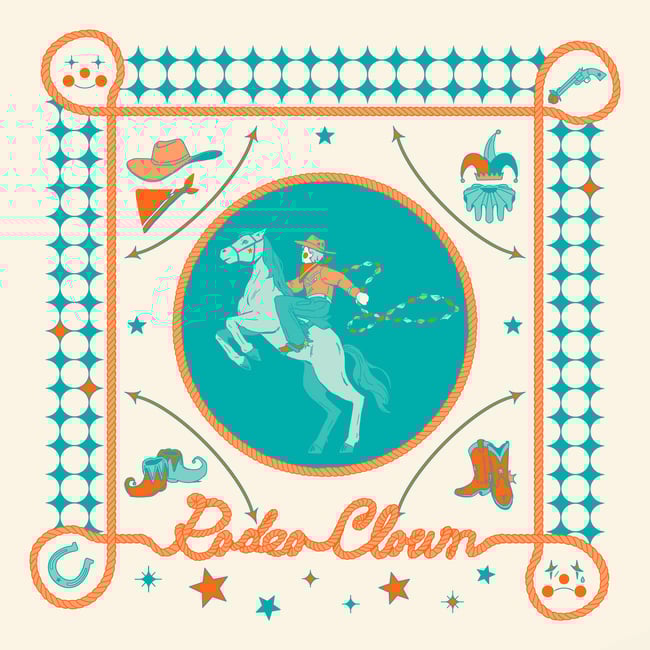 Rodeo Clown Screenprinted Bandana