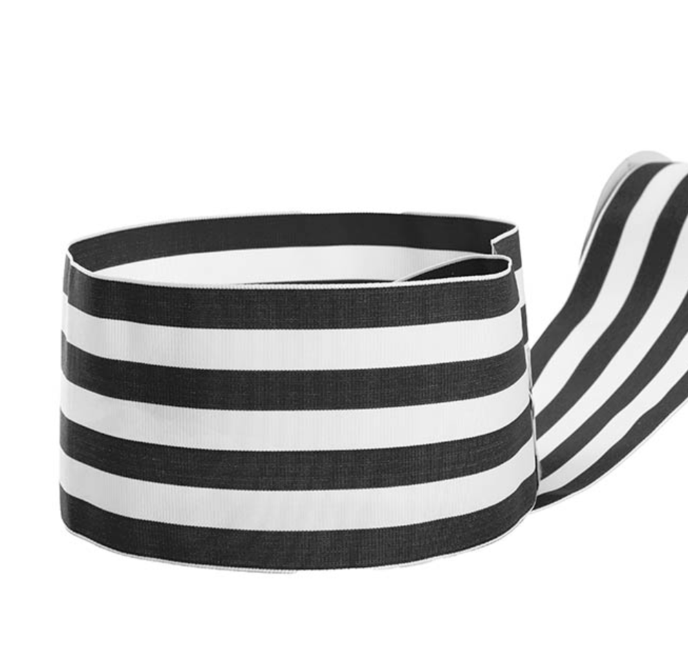 Image of Wide Black and White Stripe Ribbon