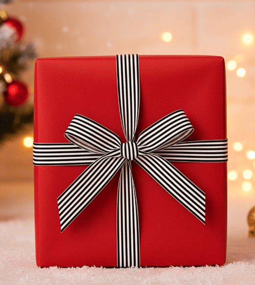 Image of Black & White Striped Grosgrain Ribbon 