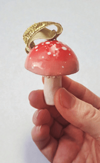 Image 2 of Red Porcelain Mushroom Hanging Decorations
