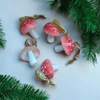 Image 1 of Red Porcelain Mushroom Hanging Decorations