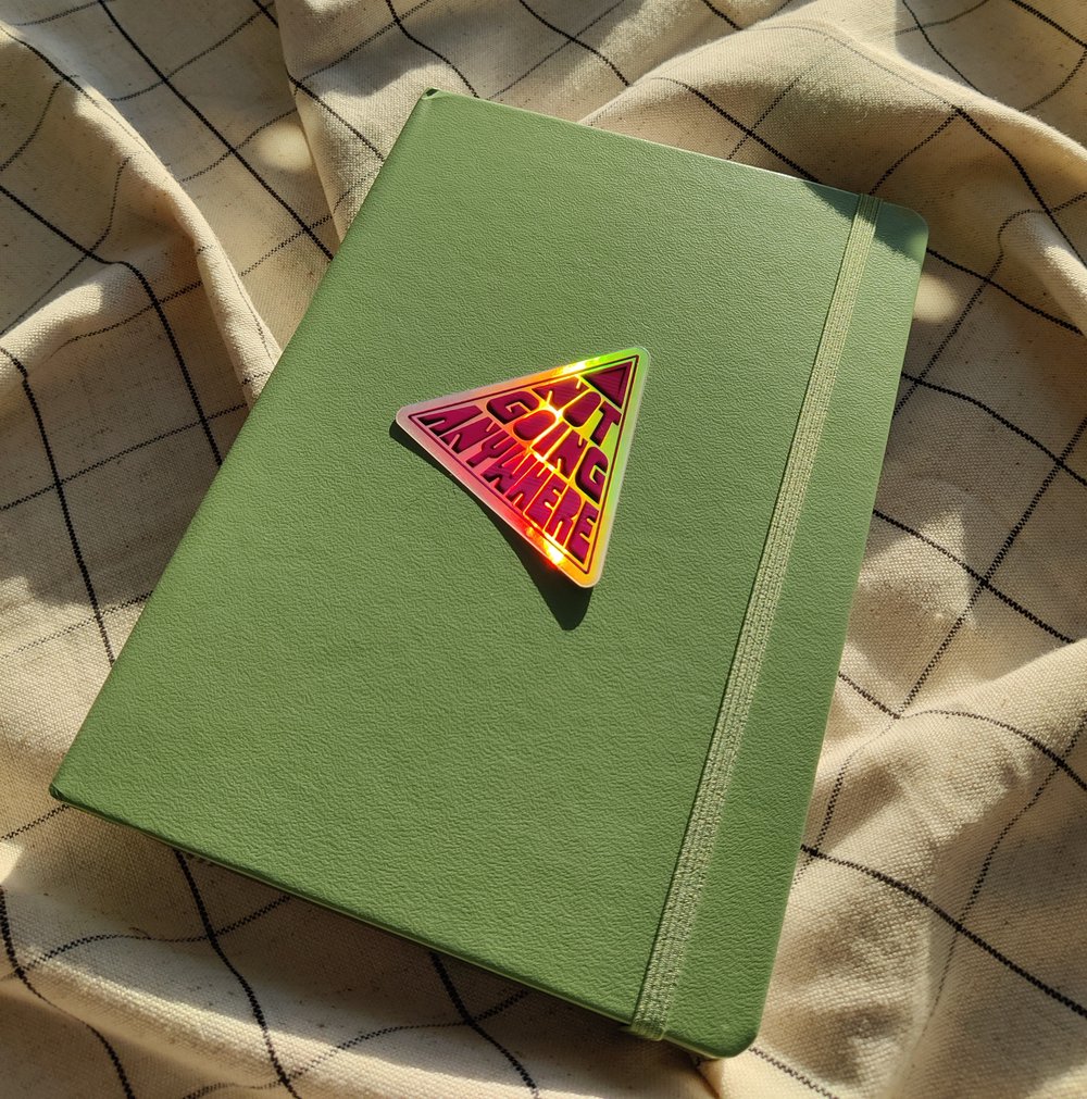 Image of Not Going Anywhere – Pink Triangle Holographic Vinyl Sticker