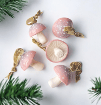 Image 1 of Pink/Purple Porcelain Mushroom Hanging Decorations