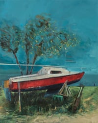 Image 1 of Painting / maleri / "Islands Brygge – Malerdrømme og tankestreger – Nokken III" / 60x75 cm