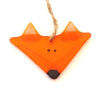 Image 3 of Fox orange fused glass hanging decoration sun catcher ornament bullseye