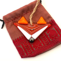 Image 4 of Fox orange fused glass hanging decoration sun catcher ornament bullseye