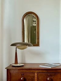 Small English Wall Mirror with Arched Frame and Bevelled Glass