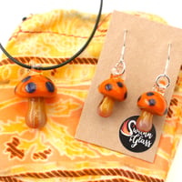 Image 2 of Lampworked Borosilicate Glass Fly Agaric Earrings on Silver Hooks