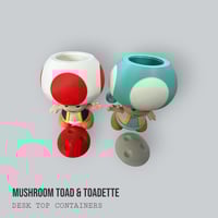 Image 2 of Mushroom Toad &amp; Toadette Desk Container