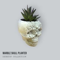 Image 4 of Mini Marble Skull Planter