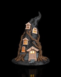 Image 1 of Witchstead Haunted Hat House Lamp: Spooky Halloween Table Decor