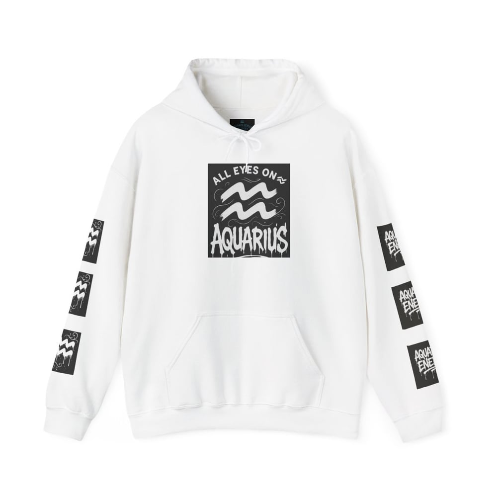 Image of Unisex Aquarius Zodiac Hoodie — All Eyes On Aquarius Graphic Sweatshirt