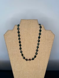 Image 1 of Ruby Zoisite Hearts and Raw Emerald Necklace