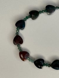Image 2 of Ruby Zoisite Hearts and Raw Emerald Necklace