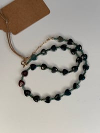 Image 3 of Ruby Zoisite Hearts and Raw Emerald Necklace