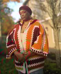 Image 4 of Gye Nyame Hooded Oversized Cardigan (tapestry)
