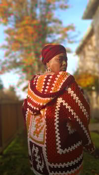 Image 2 of Gye Nyame Hooded Oversized Cardigan (tapestry)