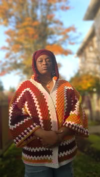 Image 8 of Gye Nyame Hooded Oversized Cardigan (tapestry)