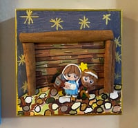 Image 1 of Handcrafted Nativity Mixed Media Painting Christian artwork