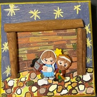 Image 2 of Handcrafted Nativity Mixed Media Painting Christian artwork