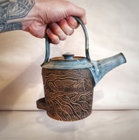 Image 2 of Hare and the Hound sgraffito teapot 