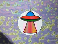 Image 1 of Stained Glass UFO - Blue, Green, & Orange