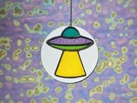 Image 1 of Stained Glass UFO - Blue, Purple, Green, & Yellow