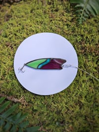 Image 1 of Stained Glass Fishing Lure - Green, Blue, & Purple