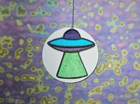 Image 1 of Stained Glass UFO - Purple, Blue, & Green