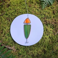 Image 1 of Stained Glass Fishing Lure - Orange and Green