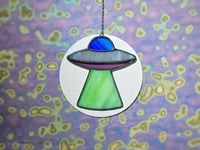 Image 1 of Stained Glass UFO - Blue, Gray, Purple, & Green