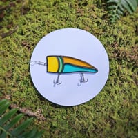 Image 1 of Stained Glass Fishing Lure - Yellow, Green, Orange and Blue