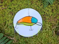 Image 1 of Stained Glass Fishing Lure - Orange, Blue, & Green