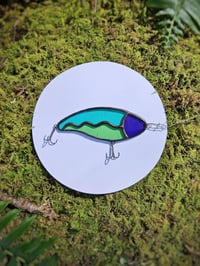 Image 1 of Stained Glass Fishing Lure - Blue, Green, & Purple