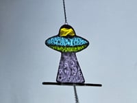 Image 2 of Stained Glass UFO - Yellow, Blue, Green, & Purple