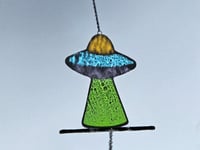 Image 2 of Stained Glass UFO - Yellow/Orange, Blue, Purple, & Green