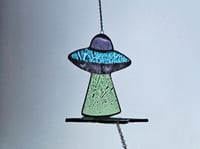 Image 2 of Stained Glass UFO - Purple, Blue, & Green